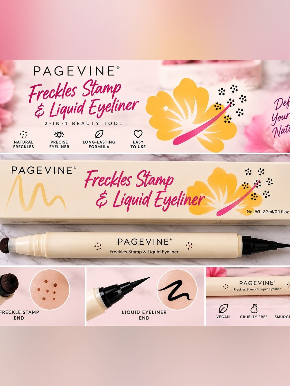 PageVine Freckles Stamp & Liquid Eyeliner — Black